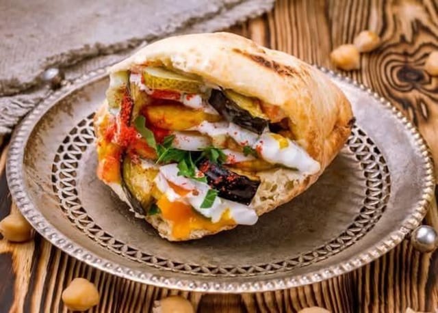 Vegan Sabich Pita Sandwich.