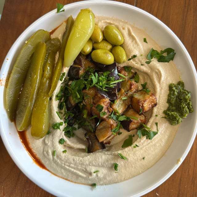 Hummus with eggplant.
